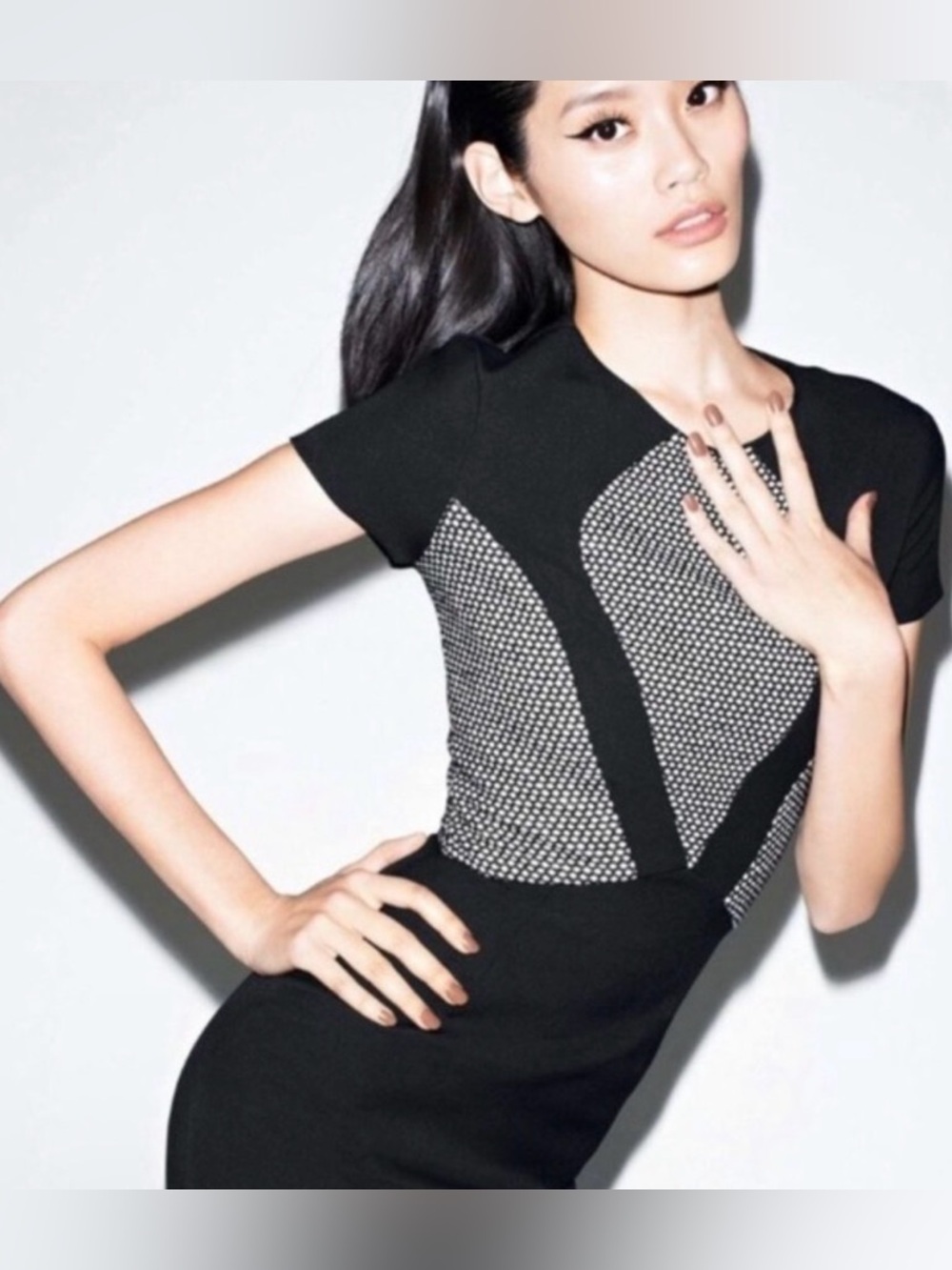 L'AGENCE Fabric Block Bodycon Sheath Dress Size 4